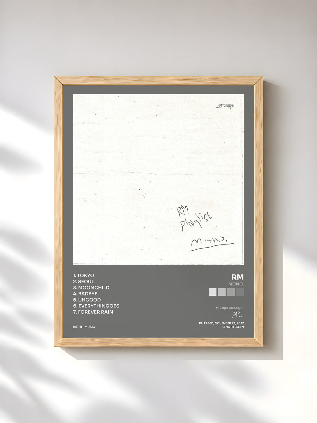 #bois Tableau de l'album mono. de Rm, cadre en bois brut, imprimé et encadré en France