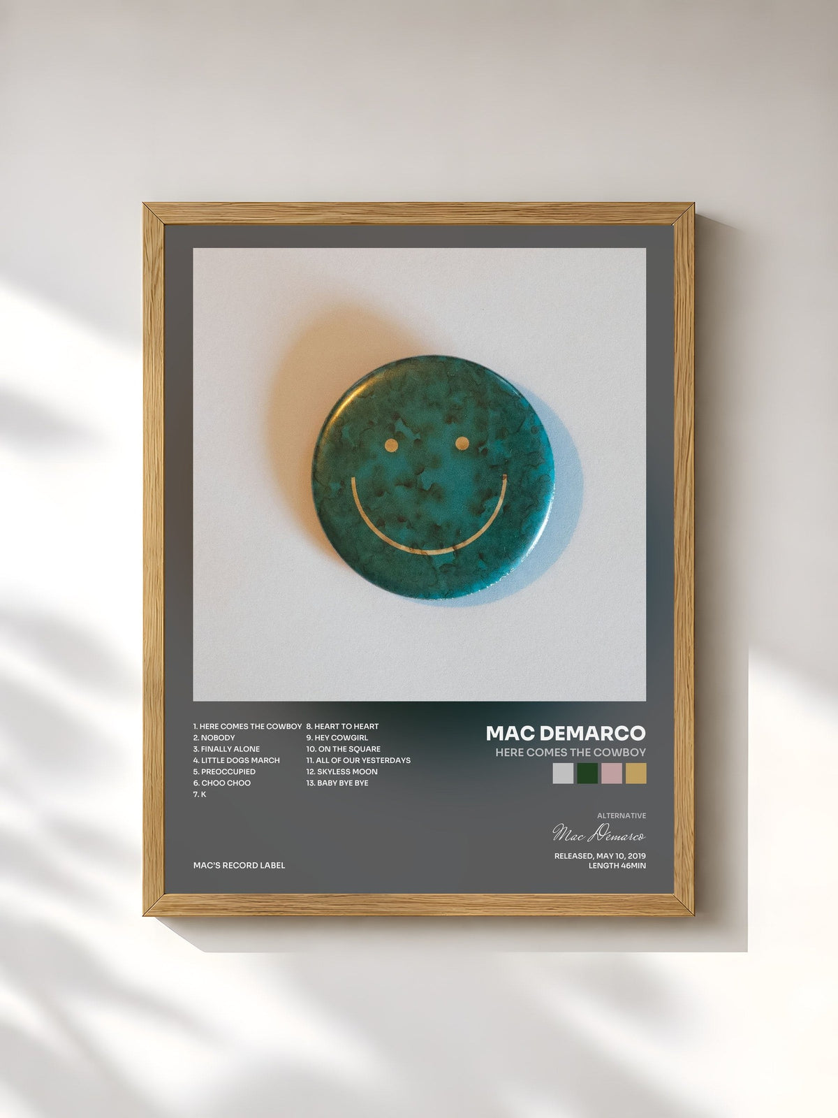 #bois Tableau de l'album Here Comes The Cowboy de Mac Demarco, cadre en bois brut, imprimé et encadré en France