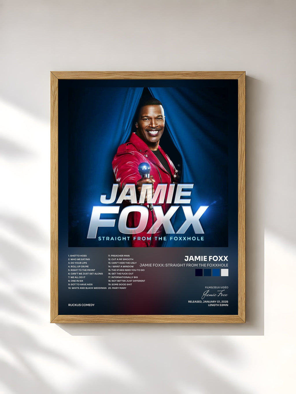#bois Tableau de l'album Jamie Foxx: Straight From The Foxxhole de Jamie Foxx, cadre en bois brut, imprimé et encadré en France