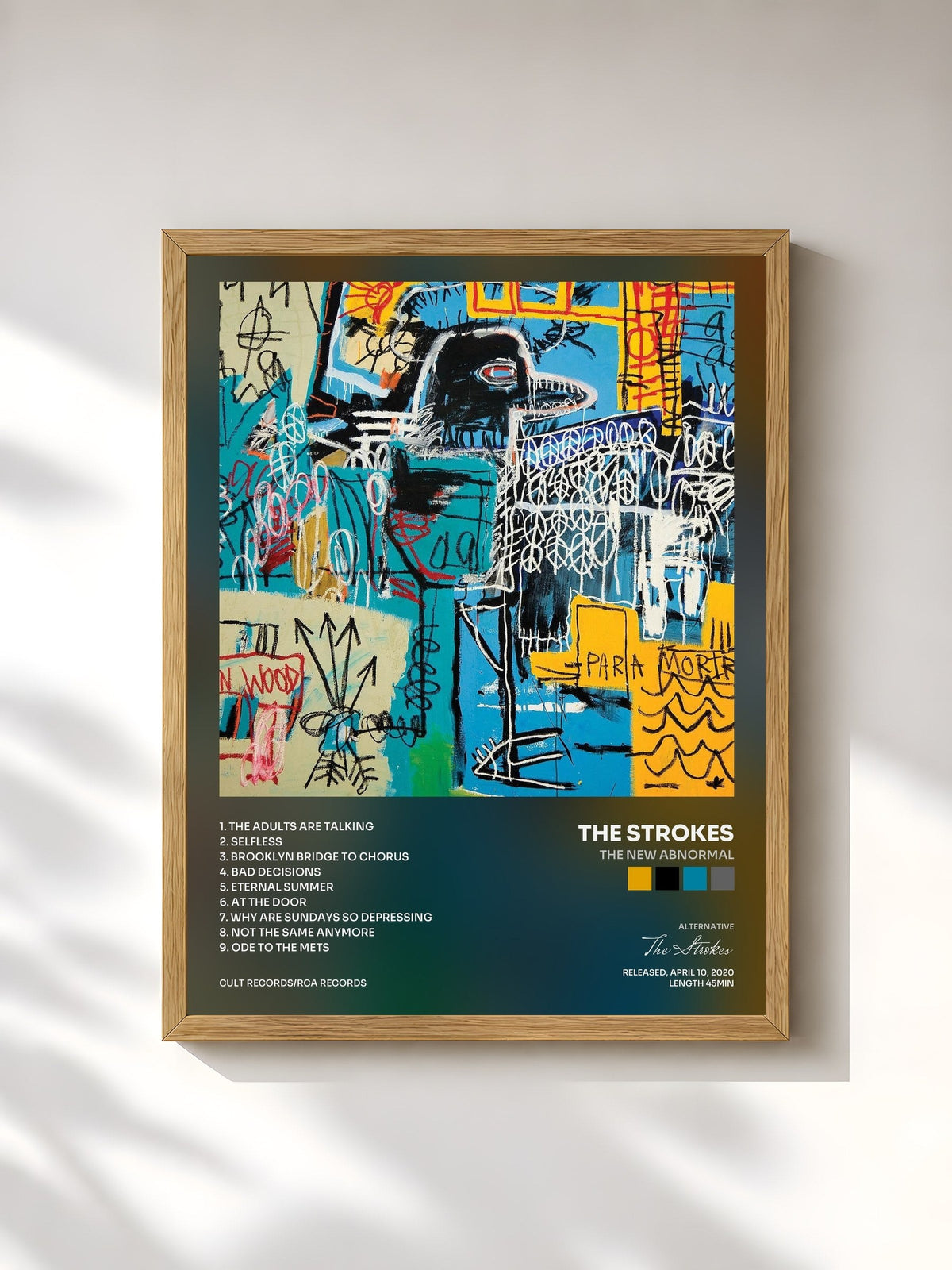 #bois Tableau de l'album The New Abnormal de The Strokes, cadre en bois brut, imprimé et encadré en France