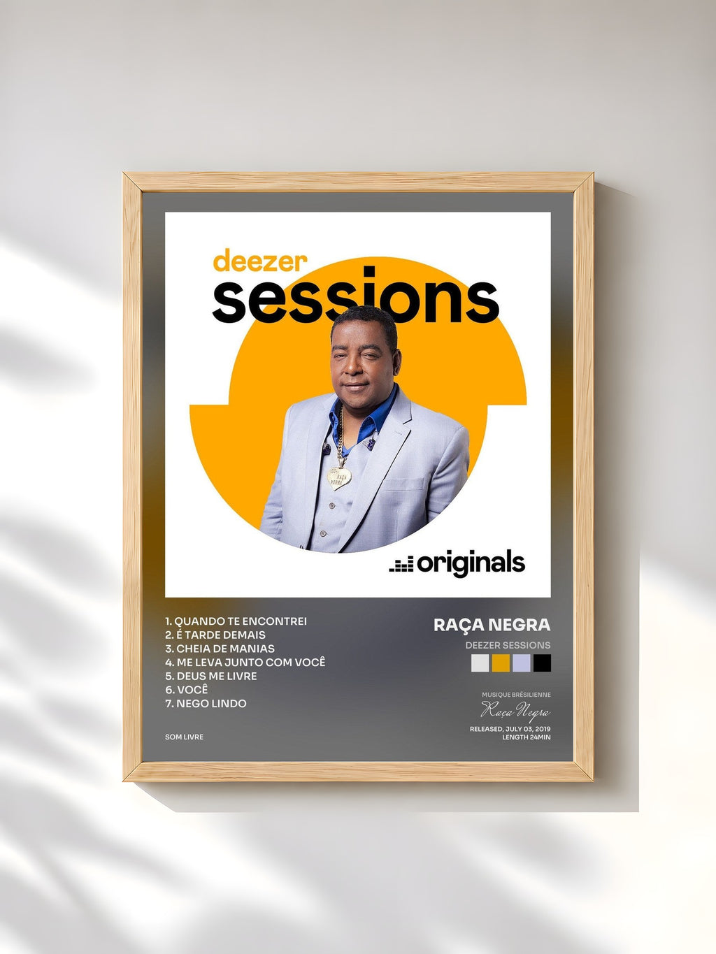 #bois Tableau de l'album Deezer Sessions de Raça Negra, cadre en bois brut, imprimé et encadré en France
