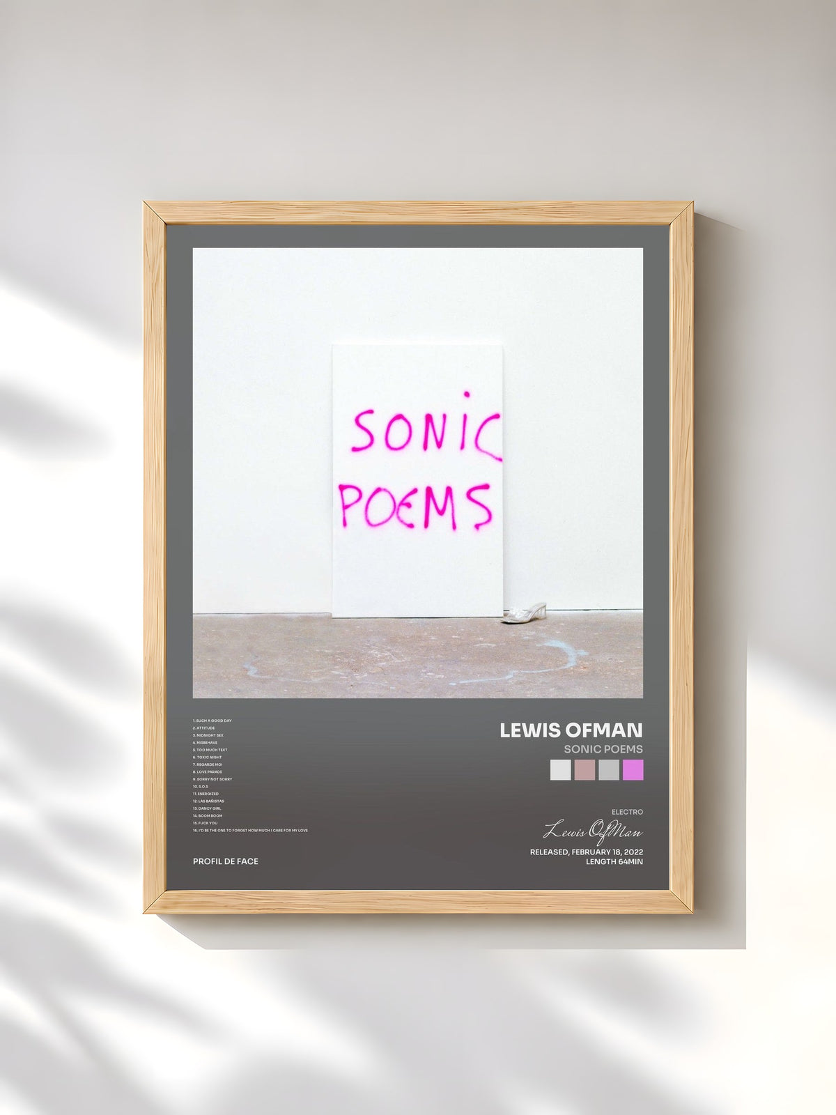 #bois Tableau de l'album Sonic Poems de Lewis OfMan, cadre en bois brut, imprimé et encadré en France