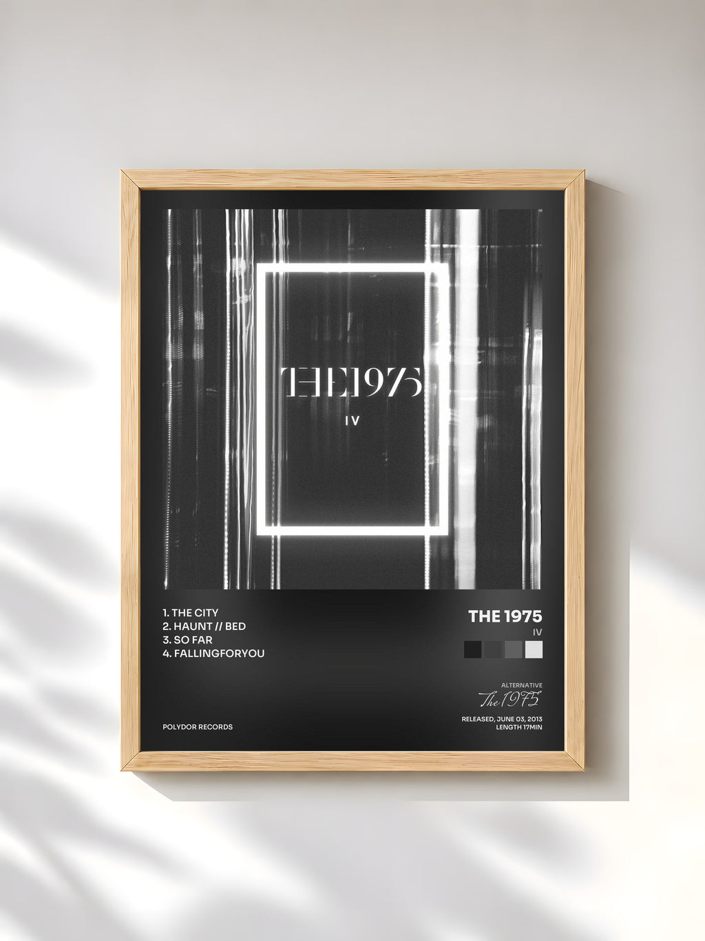 #bois Tableau de l'album IV de The 1975, cadre en bois brut, imprimé et encadré en France