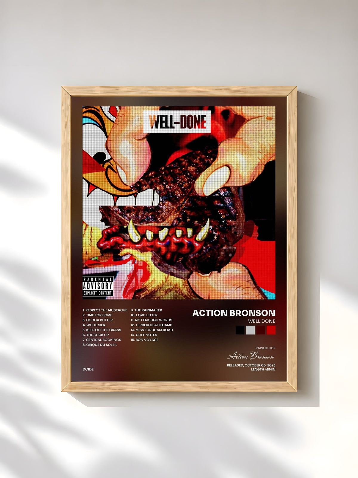 #bois Tableau de l'album Well Done de Action Bronson, cadre en bois brut, imprimé et encadré en France