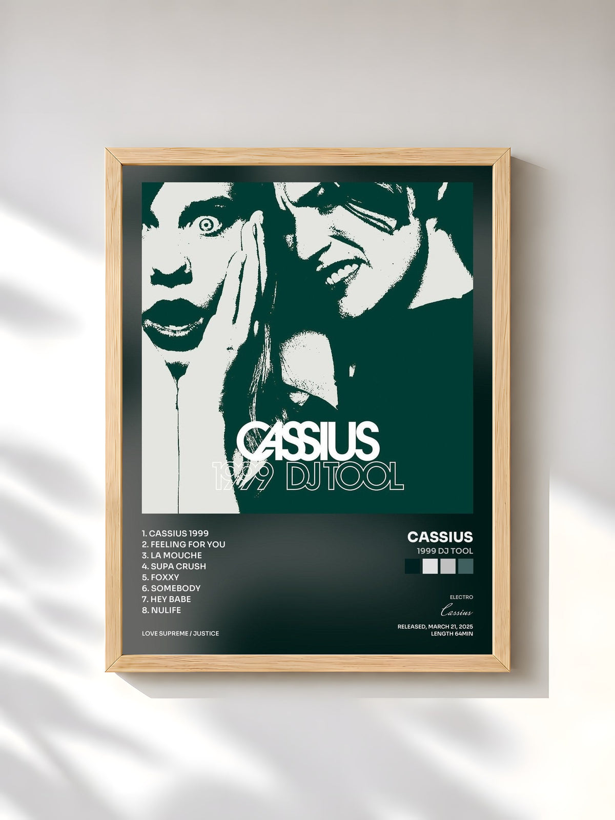 #bois Tableau de l'album 1999 DJ Tool de Cassius, cadre en bois brut, imprimé et encadré en France
