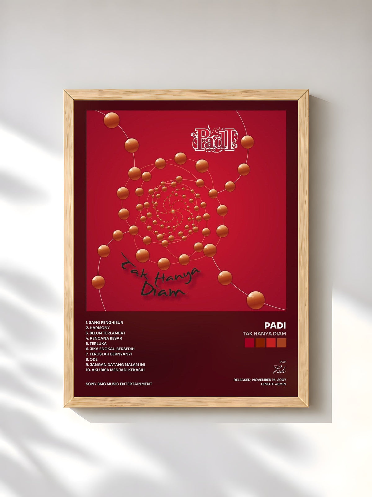 #bois Tableau de l'album Tak Hanya Diam de Padi, cadre en bois brut, imprimé et encadré en France