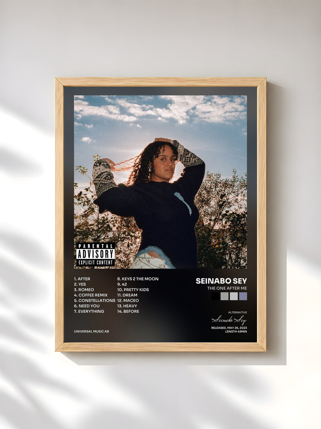 #bois Tableau de l'album THE ONE AFTER ME de Seinabo Sey, cadre en bois brut, imprimé et encadré en France