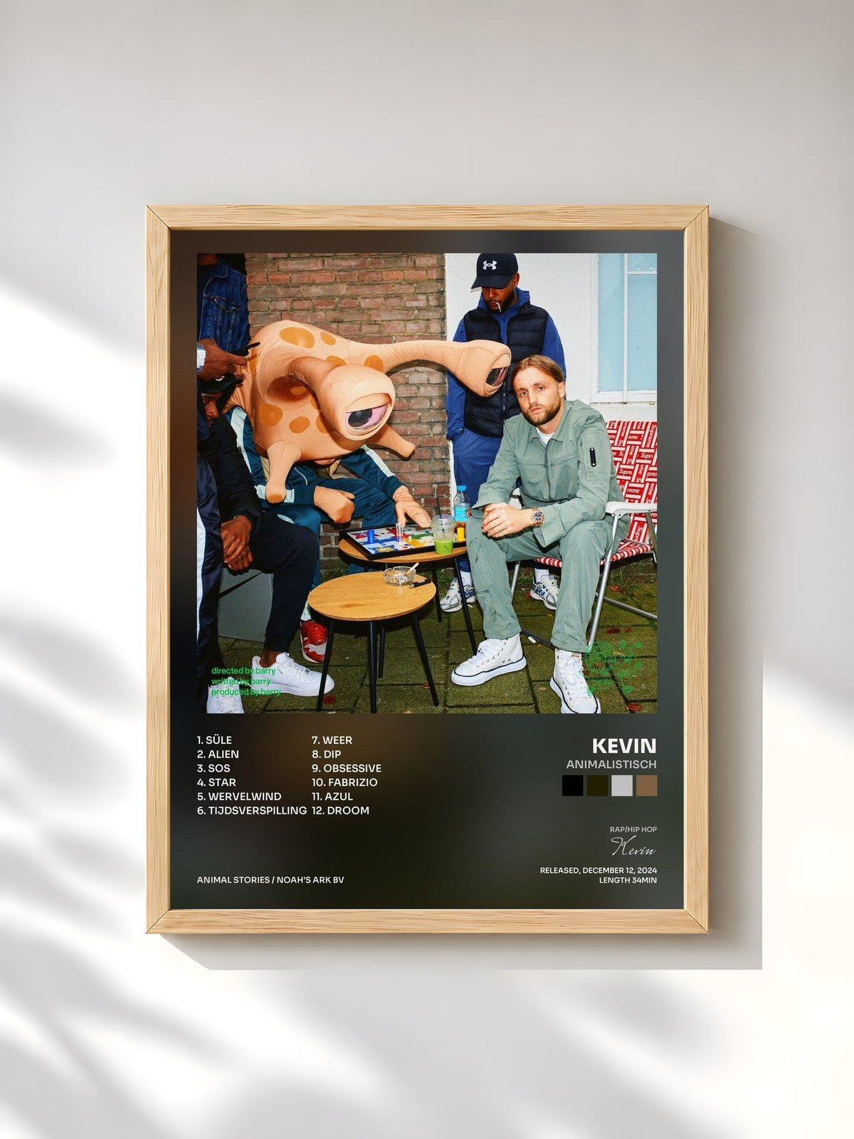 #bois Tableau de l'album ANIMALISTISCH de Kevin, cadre en bois brut, imprimé et encadré en France