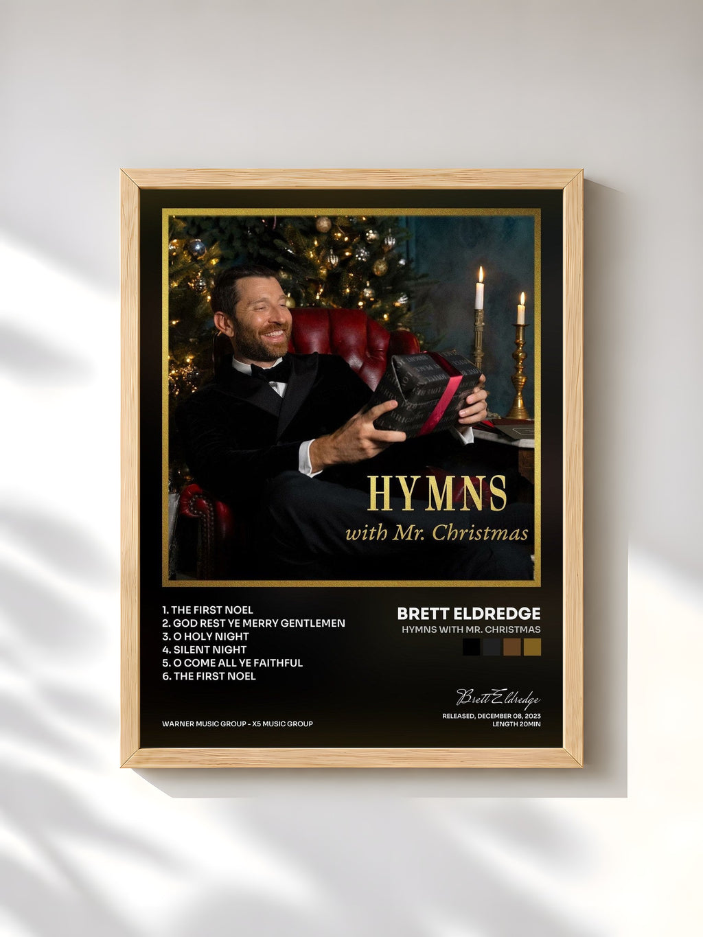 #bois Tableau de l'album Hymns with Mr. Christmas de Brett Eldredge, cadre en bois brut, imprimé et encadré en France