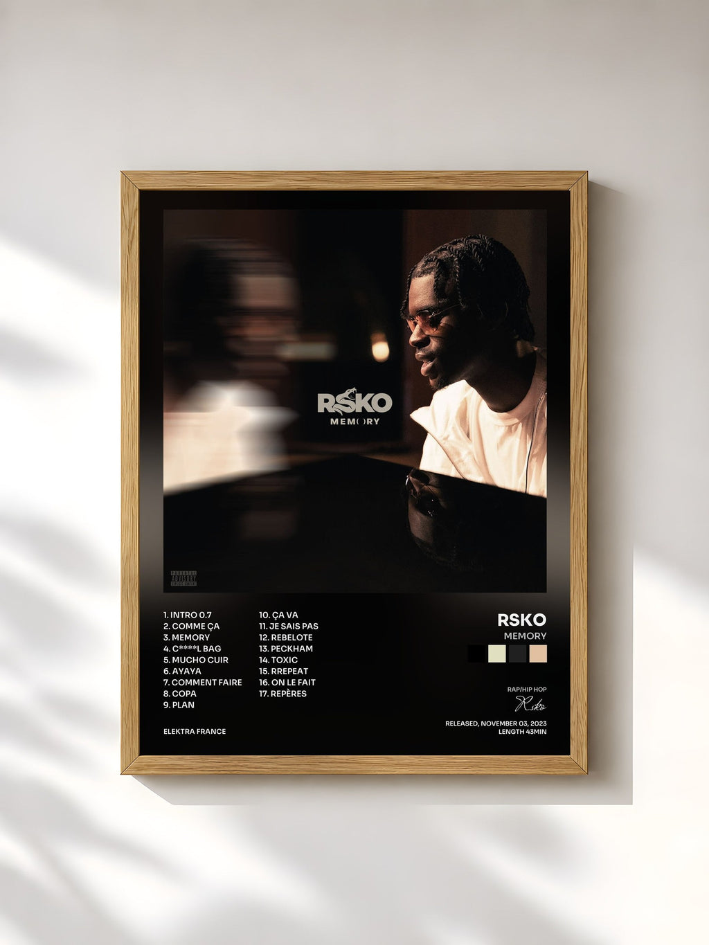 #bois Tableau de l'album Memory de Rsko, cadre en bois brut, imprimé et encadré en France