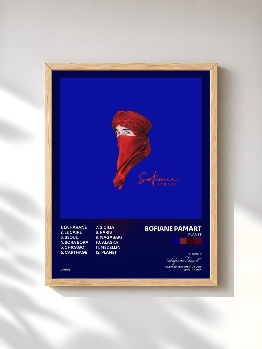 #bois Tableau de l'album PLANET de Sofiane Pamart, cadre en bois brut, imprimé et encadré en France
