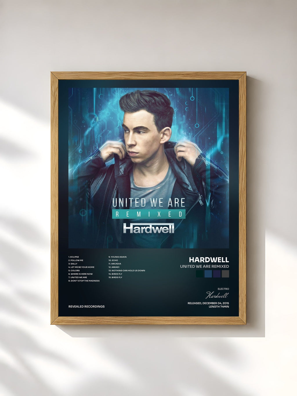 #bois Tableau de l'album United We Are Remixed de Hardwell, cadre en bois brut, imprimé et encadré en France