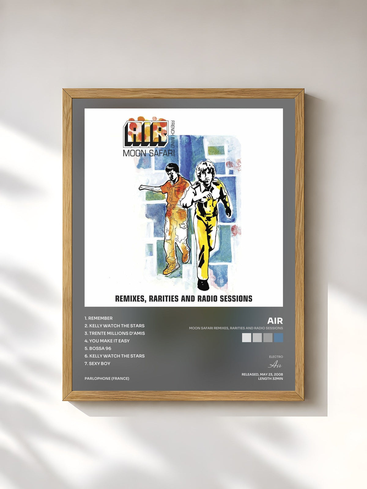 #bois Tableau de l'album Moon Safari Remixes, Rarities and Radio Sessions de Air, cadre en bois brut, imprimé et encadré en France