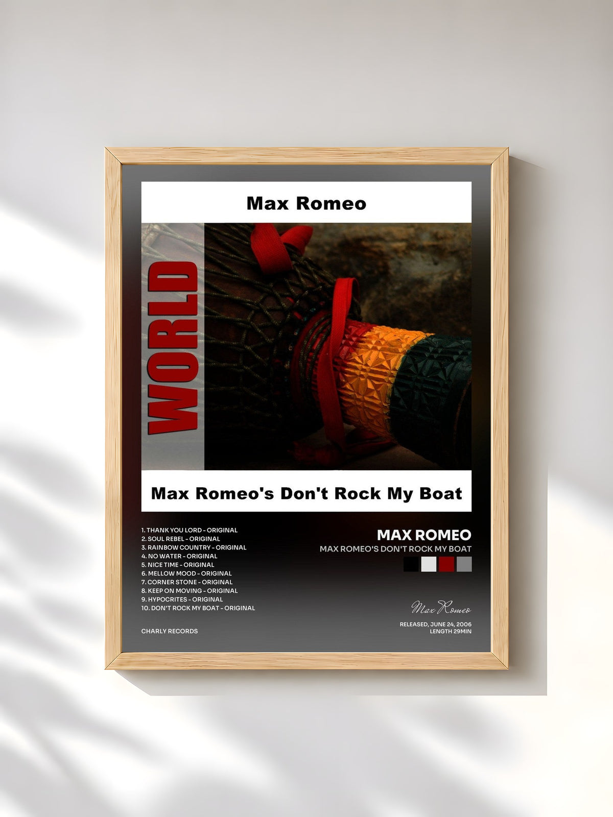 #bois Tableau de l'album Max Romeo's Don't Rock My Boat de Max Romeo, cadre en bois brut, imprimé et encadré en France
