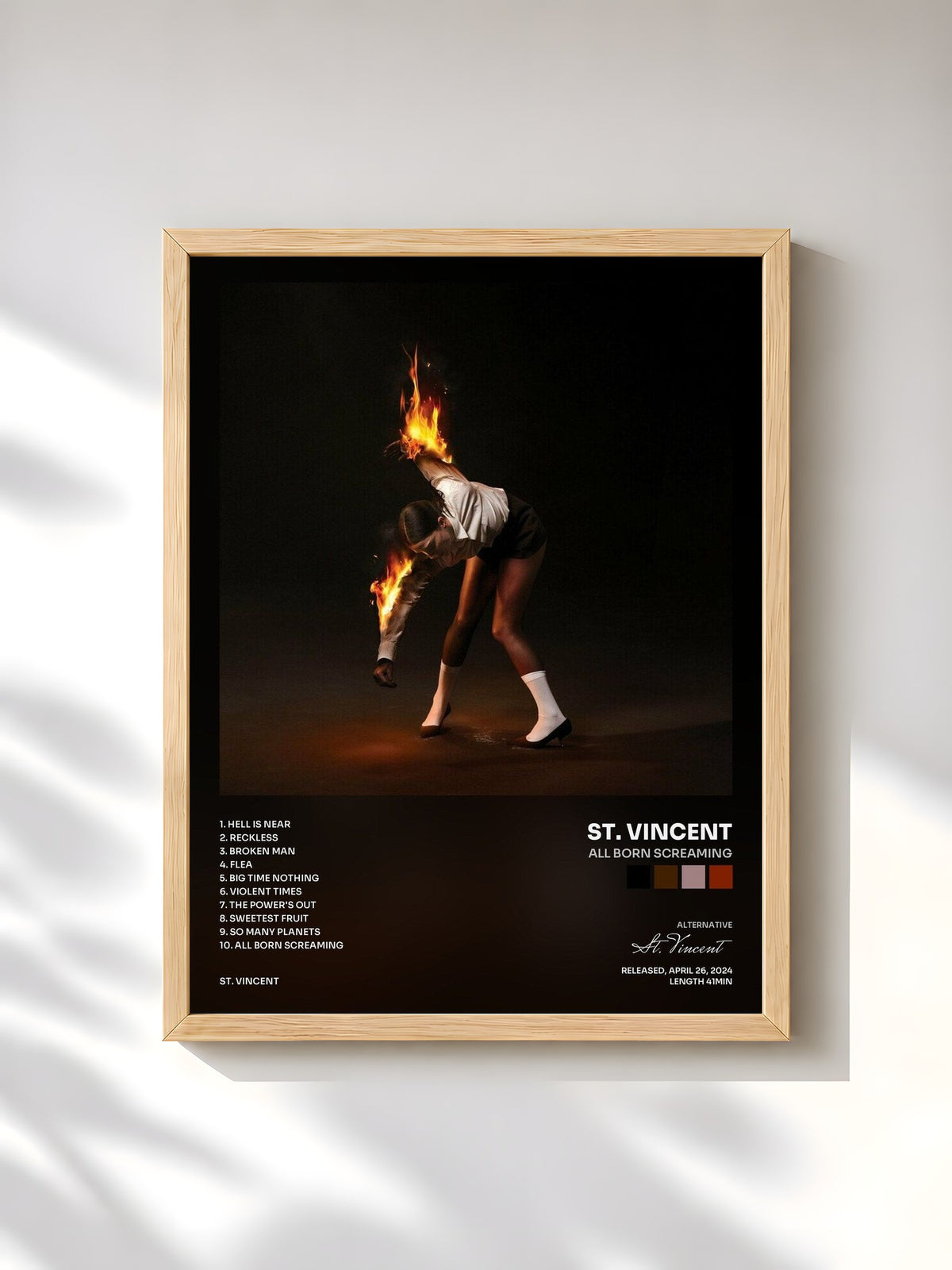 #bois Tableau de l'album All Born Screaming de St. Vincent, cadre en bois brut, imprimé et encadré en France