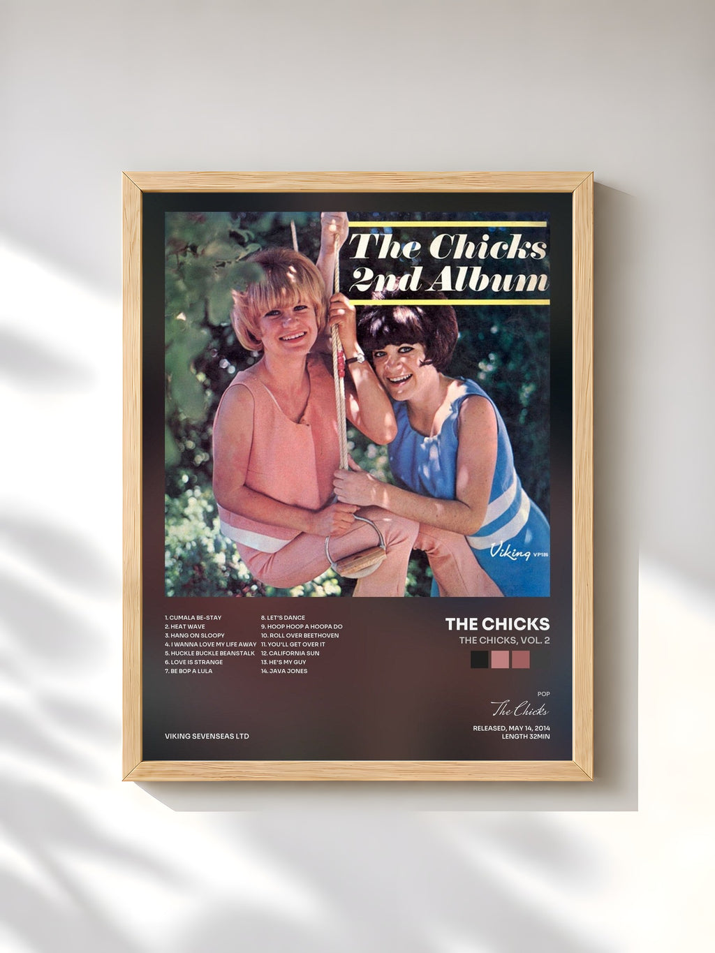 #bois Tableau de l'album The Chicks, Vol. 2 de The Chicks, cadre en bois brut, imprimé et encadré en France