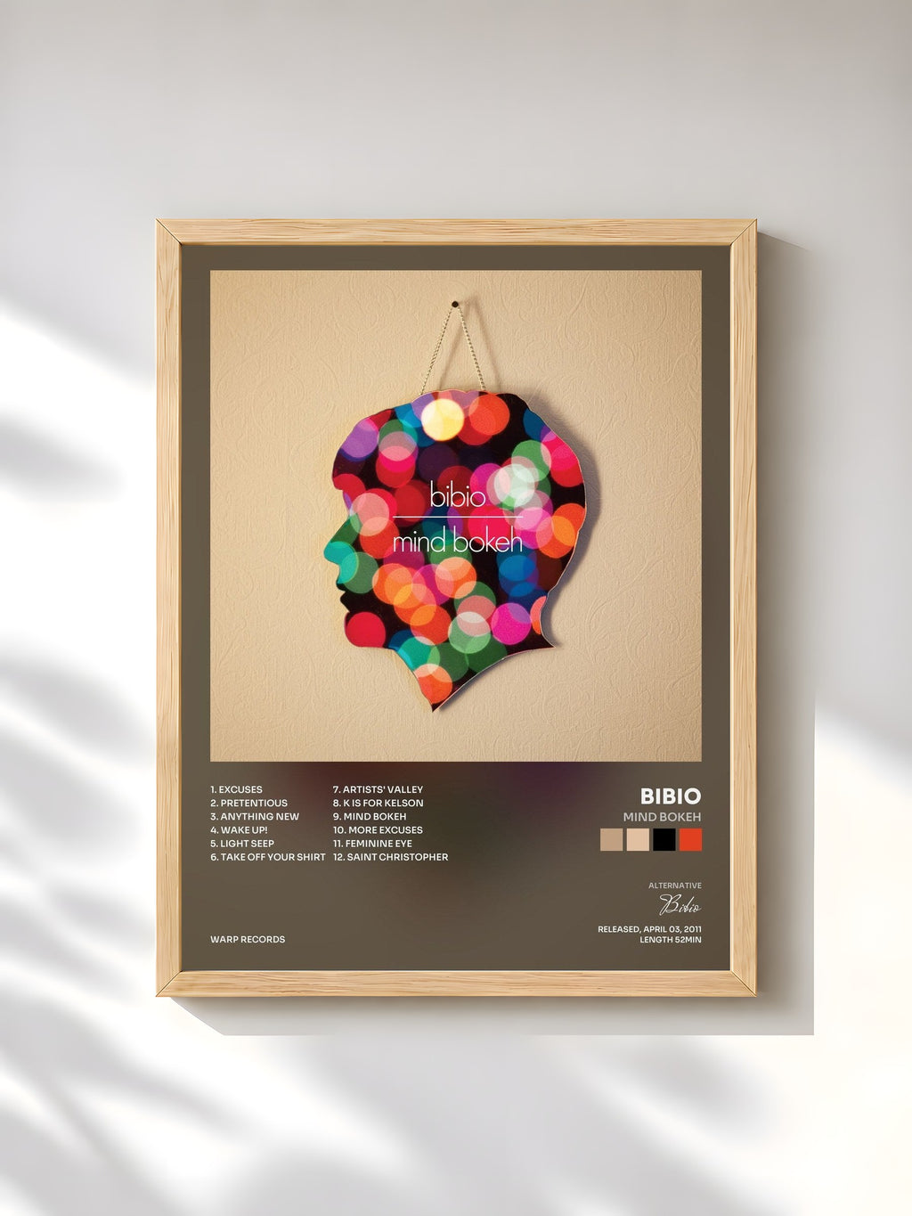 #bois Tableau de l'album Mind Bokeh de Bibio, cadre en bois brut, imprimé et encadré en France