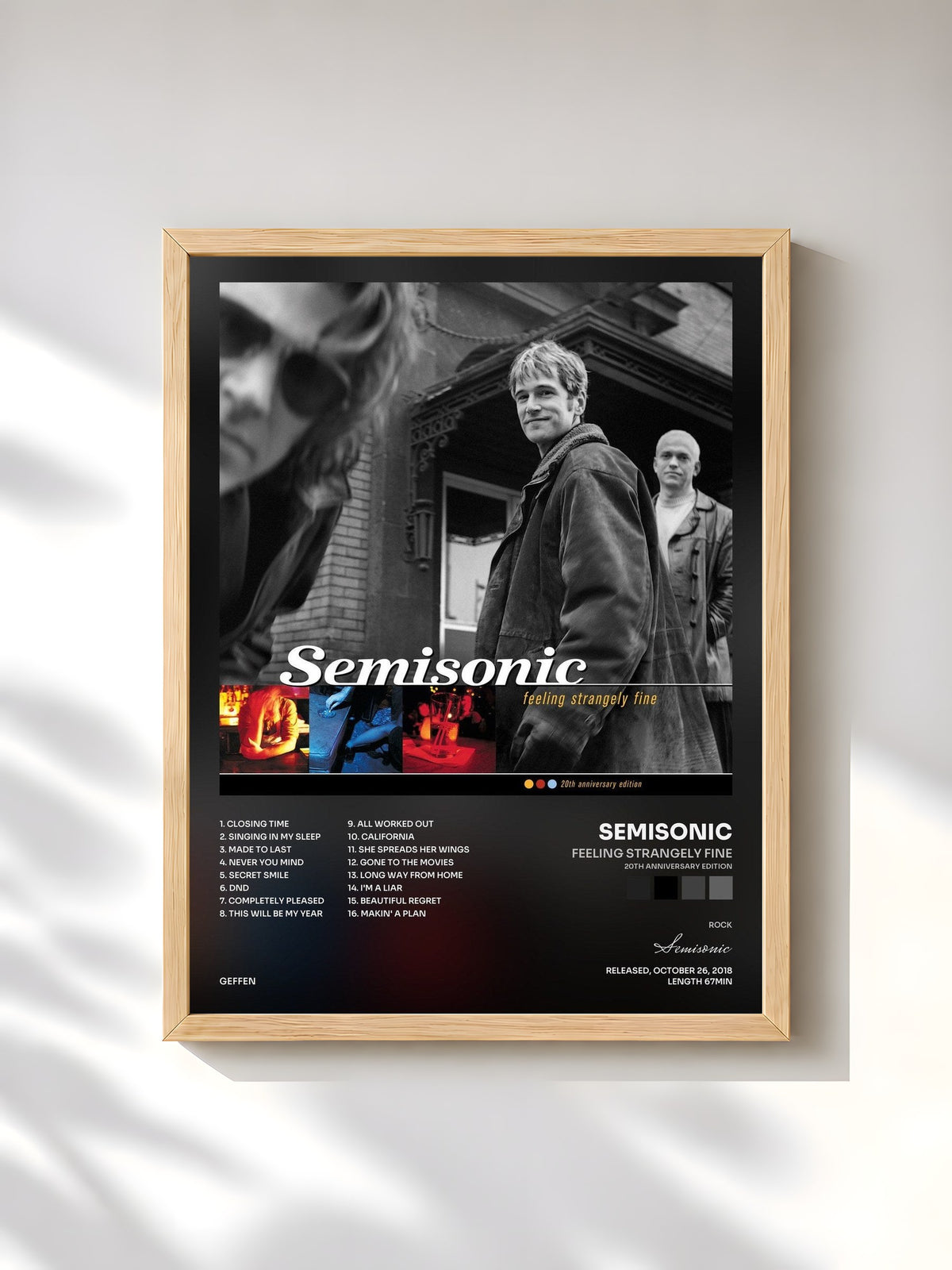 #bois Tableau de l'album Feeling Strangely Fine (20th Anniversary Edition) de Semisonic, cadre en bois brut, imprimé et encadré en France