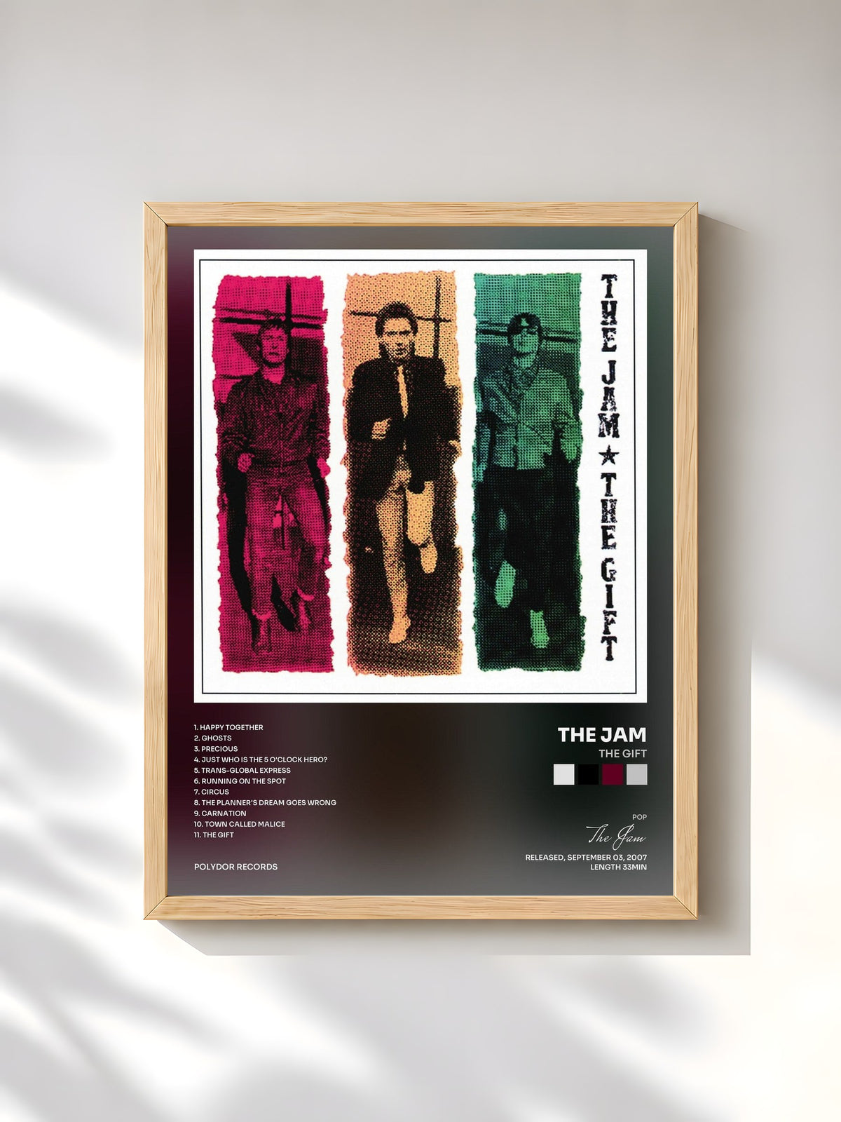 #bois Tableau de l'album The Gift de The Jam, cadre en bois brut, imprimé et encadré en France