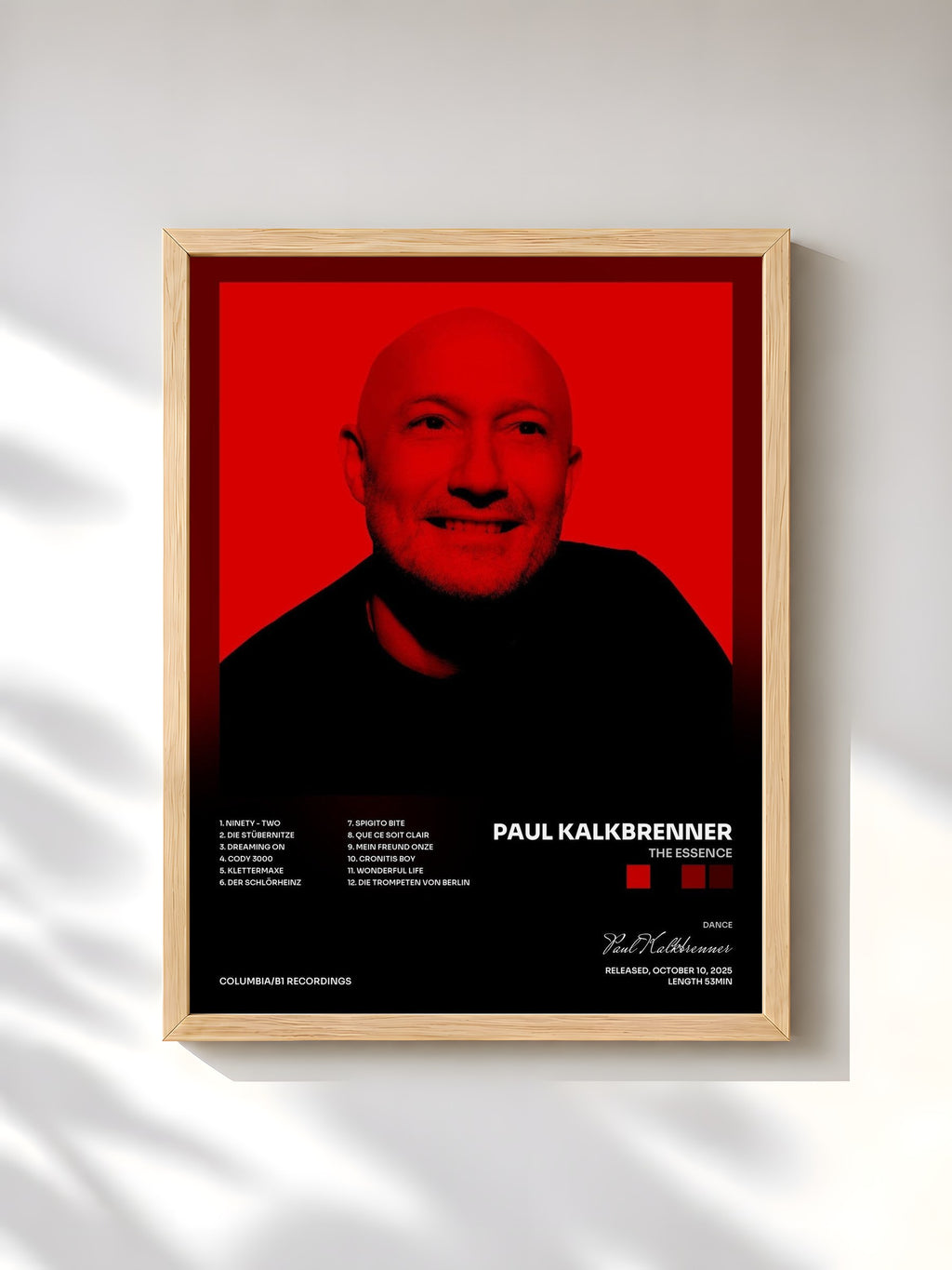 #bois Tableau de l'album THE ESSENCE de Paul Kalkbrenner, cadre en bois brut, imprimé et encadré en France
