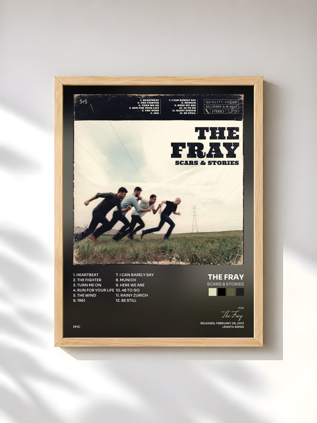 #bois Tableau de l'album Scars & Stories de The Fray, cadre en bois brut, imprimé et encadré en France