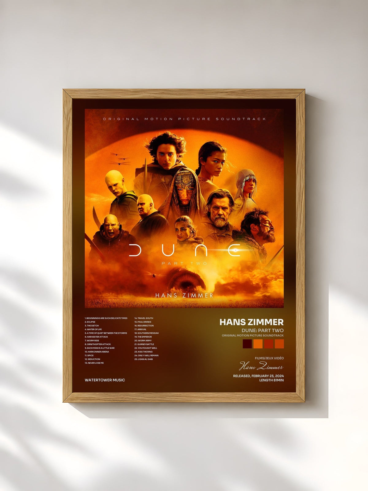 #bois Tableau de l'album Dune: Part Two (Original Motion Picture Soundtrack) de Hans Zimmer, cadre en bois brut, imprimé et encadré en France