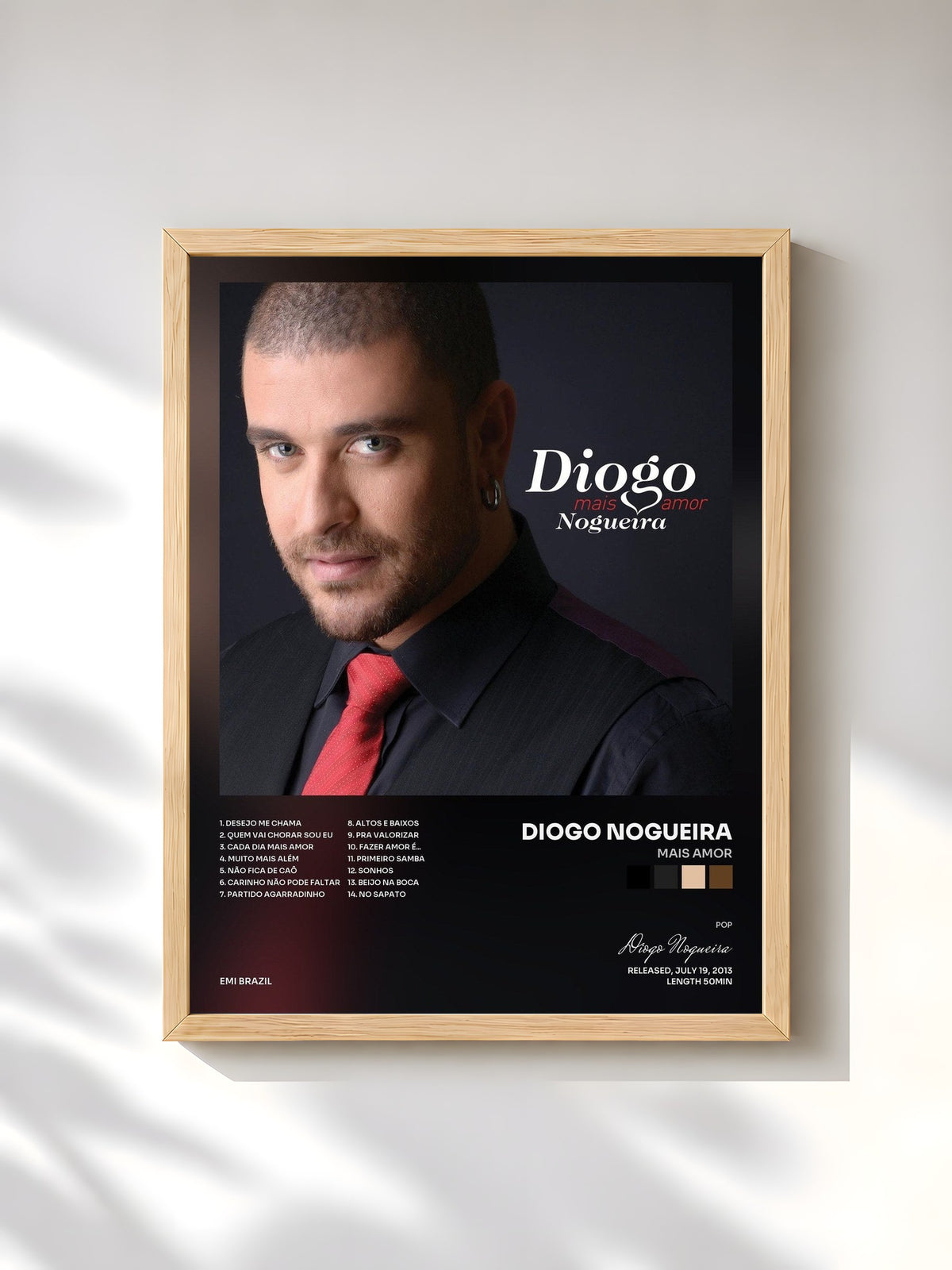 #bois Tableau de l'album Mais Amor de Diogo Nogueira, cadre en bois brut, imprimé et encadré en France