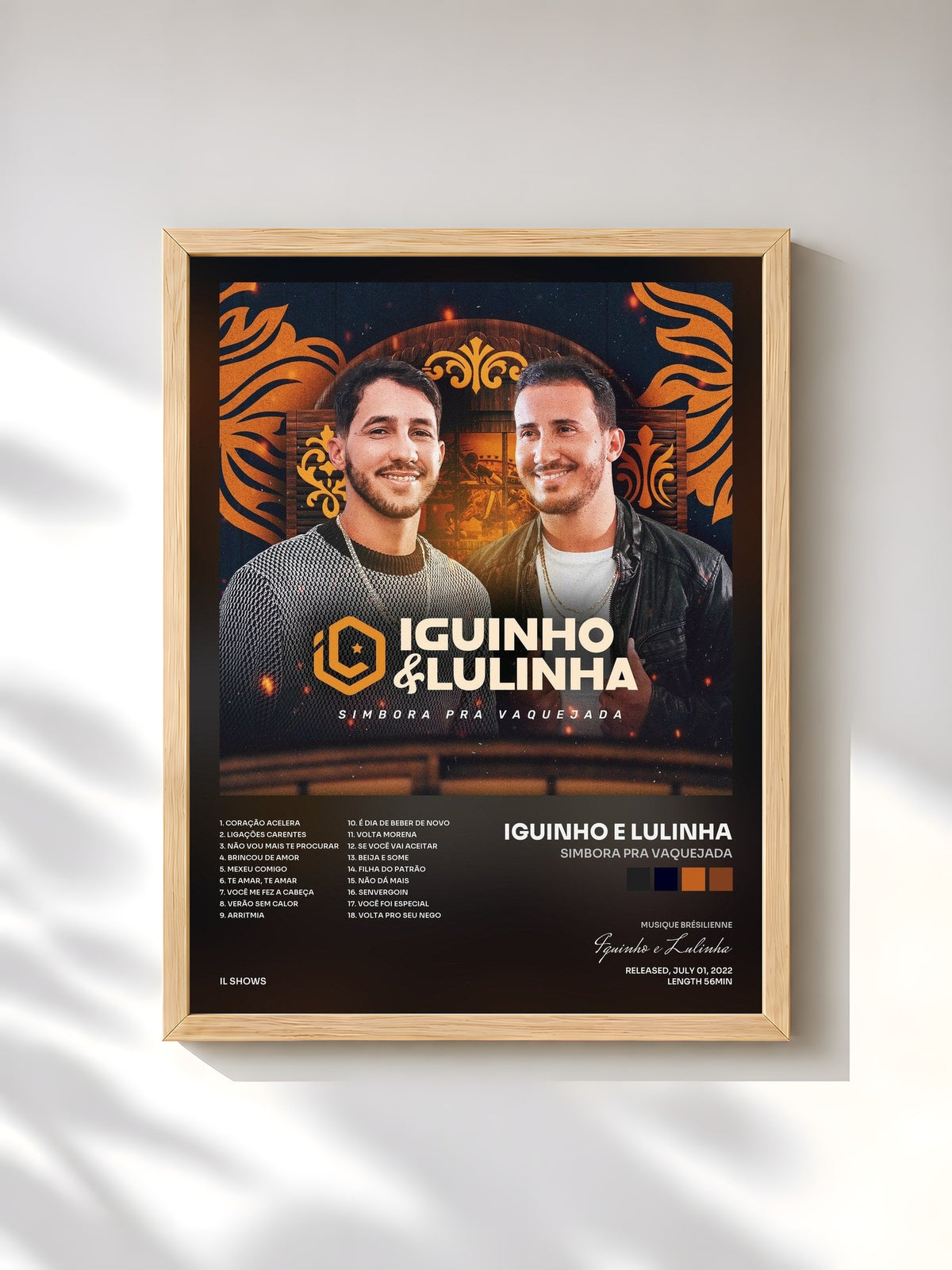 #bois Tableau de l'album Simbora Pra Vaquejada de Iguinho e Lulinha, cadre en bois brut, imprimé et encadré en France