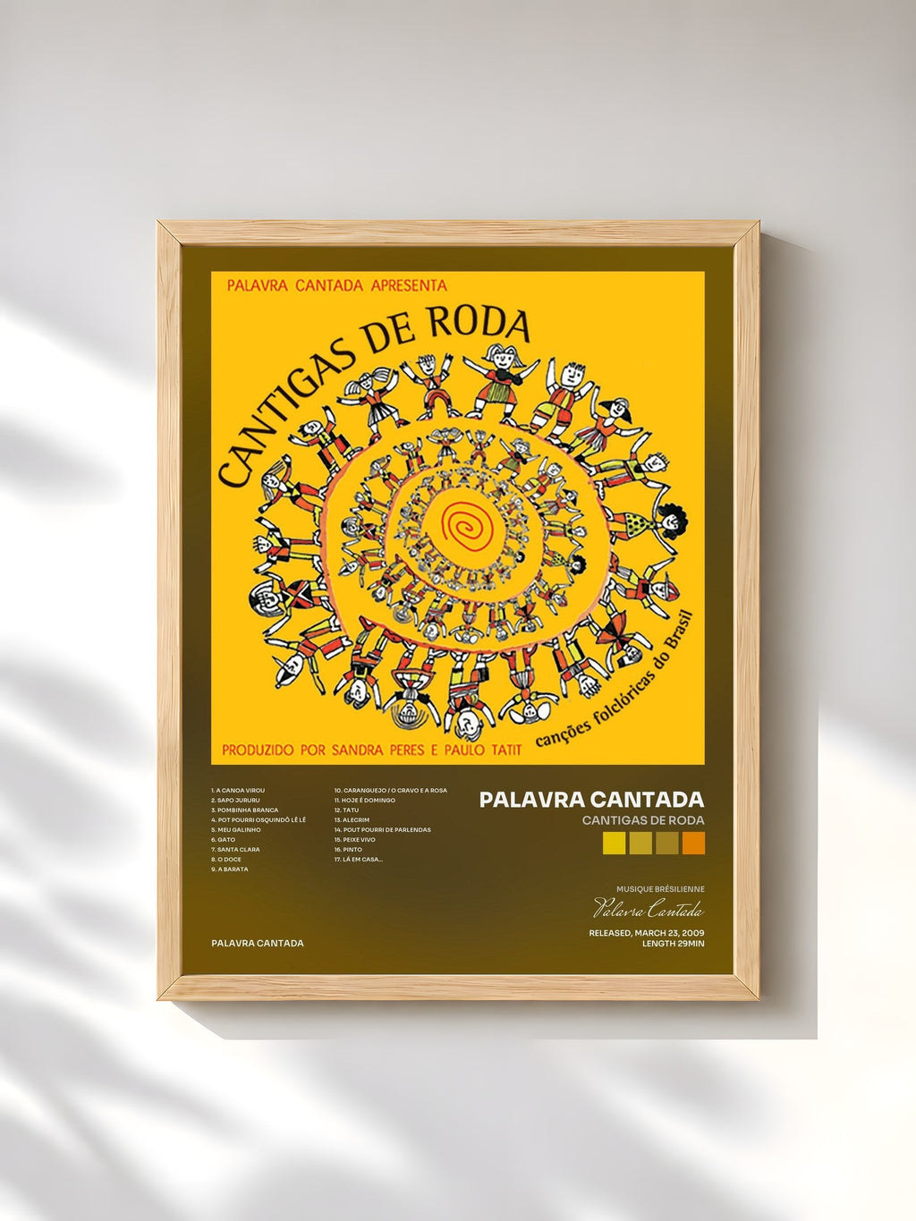 #bois Tableau de l'album Cantigas de Roda de Palavra Cantada, cadre en bois brut, imprimé et encadré en France