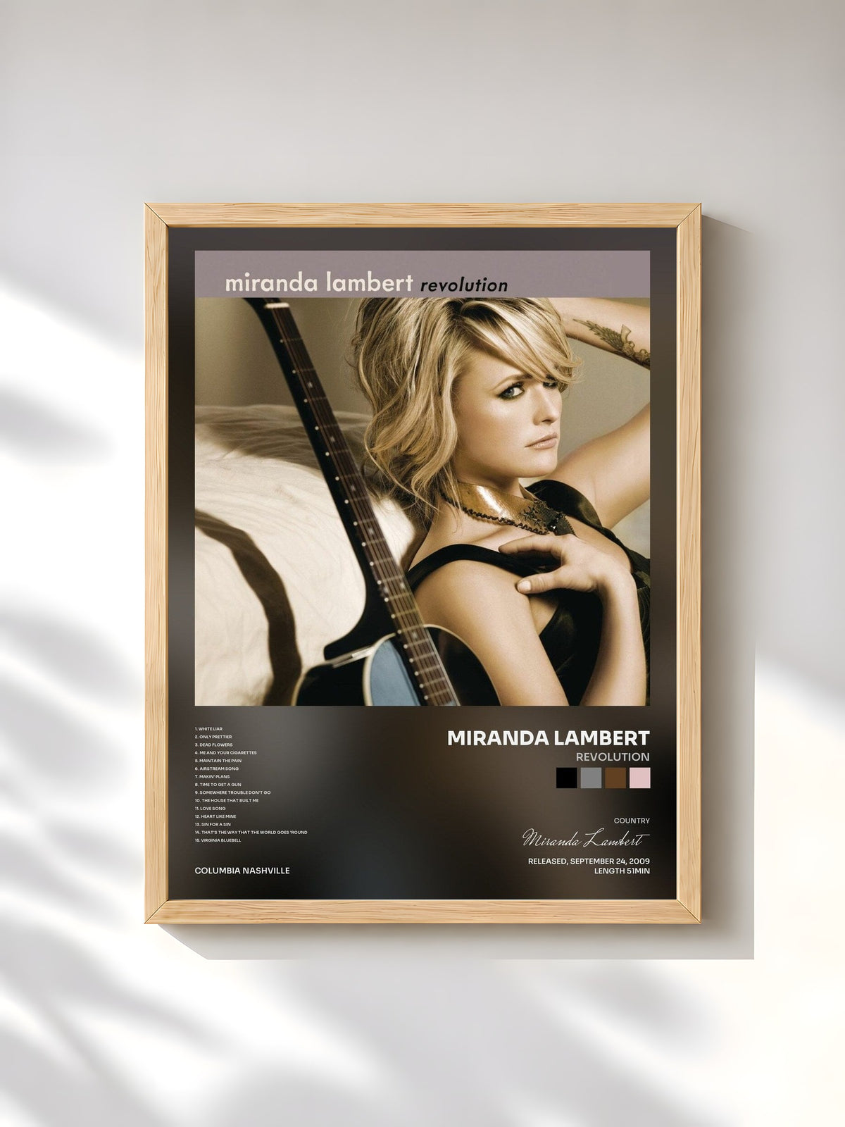 #bois Tableau de l'album Revolution de Miranda Lambert, cadre en bois brut, imprimé et encadré en France
