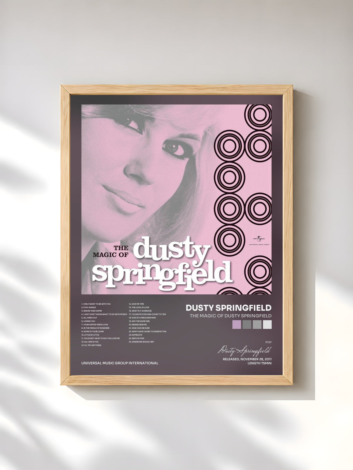 #bois Tableau de l'album The Magic of Dusty Springfield de Dusty Springfield, cadre en bois brut, imprimé et encadré en France