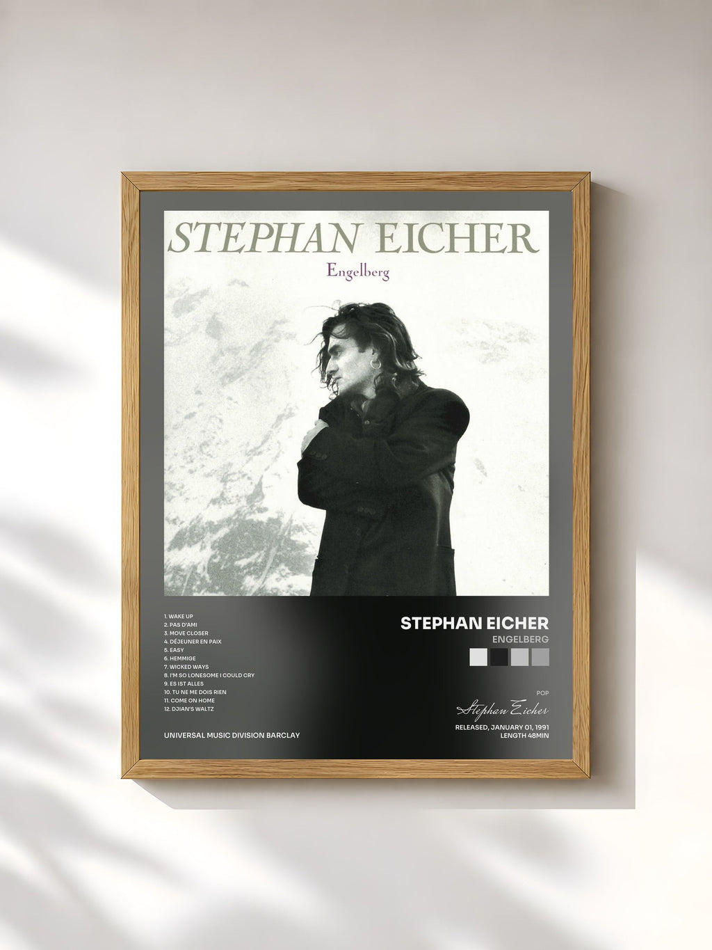 #bois Tableau de l'album Engelberg de Stephan Eicher, cadre en bois brut, imprimé et encadré en France