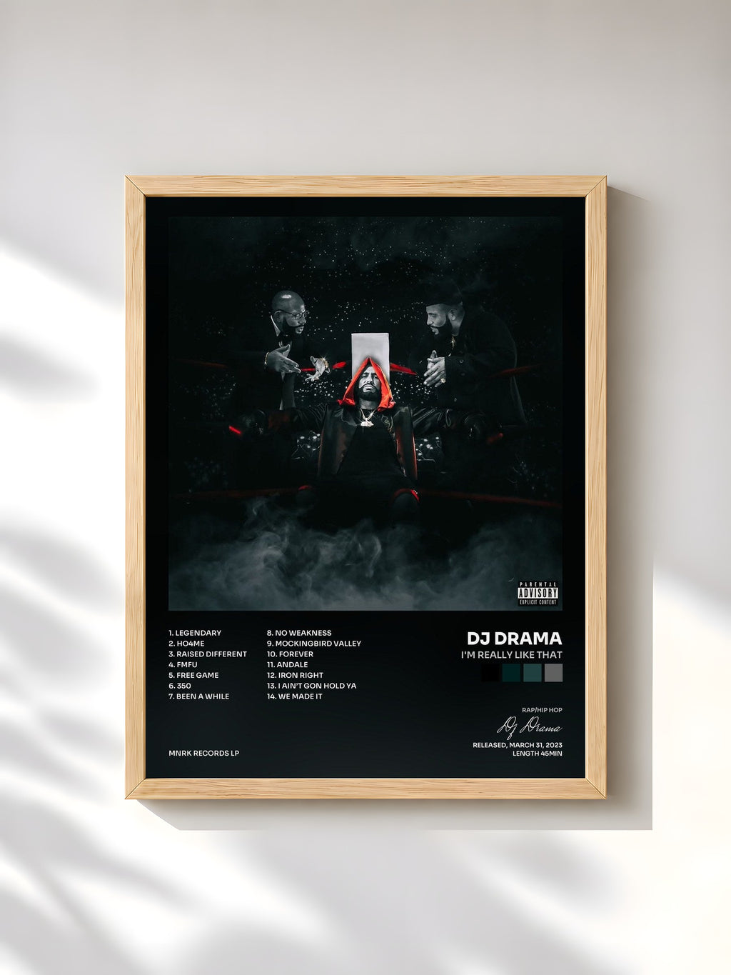 #bois Tableau de l'album I'M REALLY LIKE THAT de Dj Drama, cadre en bois brut, imprimé et encadré en France