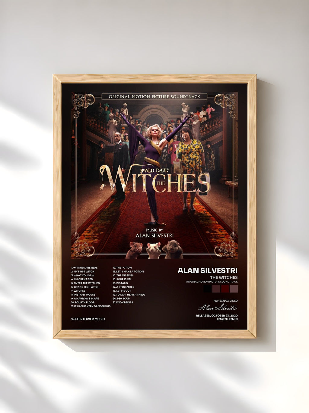 #bois Tableau de l'album The Witches (Original Motion Picture Soundtrack) de Alan Silvestri, cadre en bois brut, imprimé et encadré en France