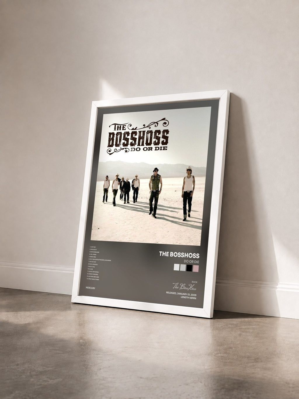 #blanc Tableau de l'album Do Or Die de The BossHoss vu de trois quarts, cadre blanc