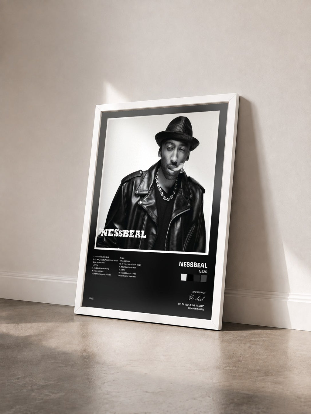 #blanc Tableau de l'album Ne2S de Nessbeal vu de trois quarts, cadre blanc