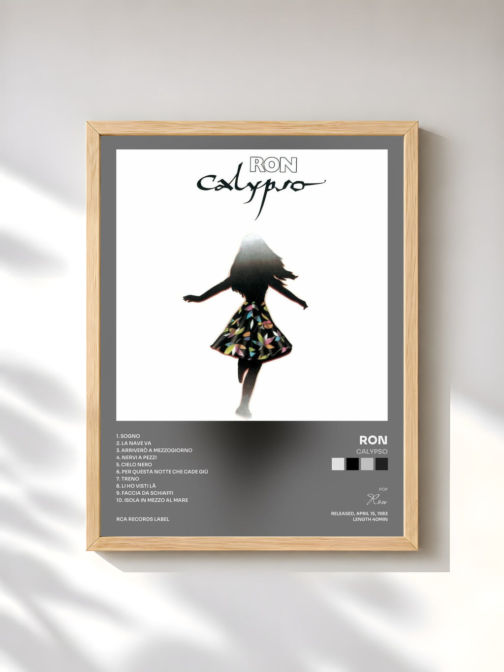 #bois Tableau de l'album Calypso de Ron, cadre en bois brut, imprimé et encadré en France