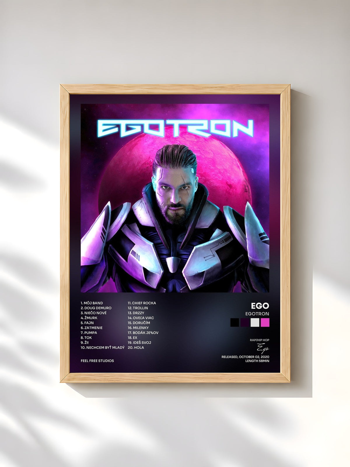 #bois Tableau de l'album EGOTRON de Ego, cadre en bois brut, imprimé et encadré en France