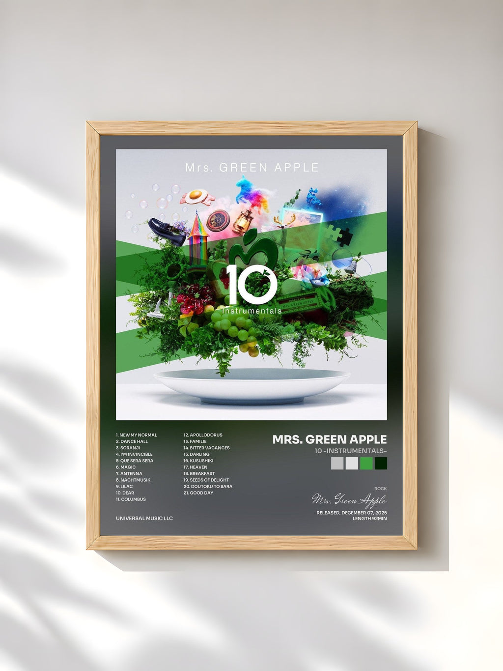 #bois Tableau de l'album 10 -Instrumentals- de Mrs. Green Apple, cadre en bois brut, imprimé et encadré en France