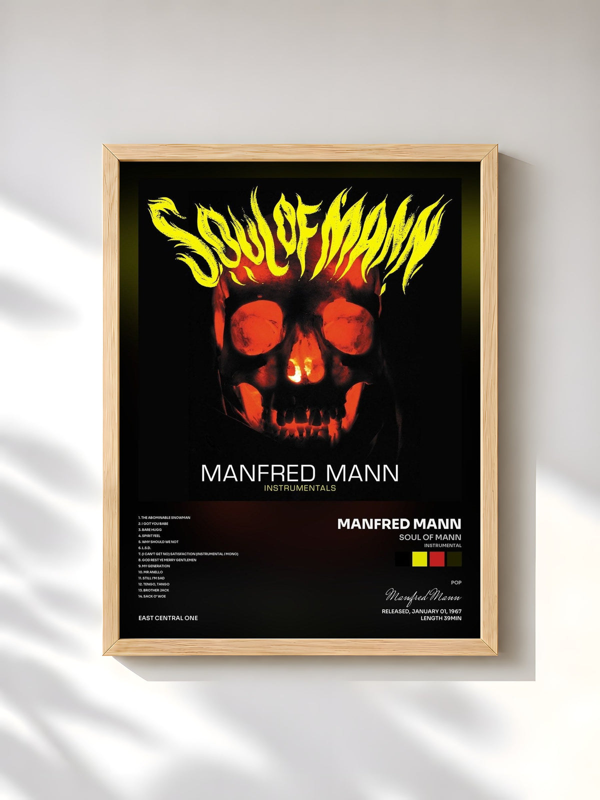 #bois Tableau de l'album Soul of Mann (Instrumental) [Mono] de Manfred Mann, cadre en bois brut, imprimé et encadré en France