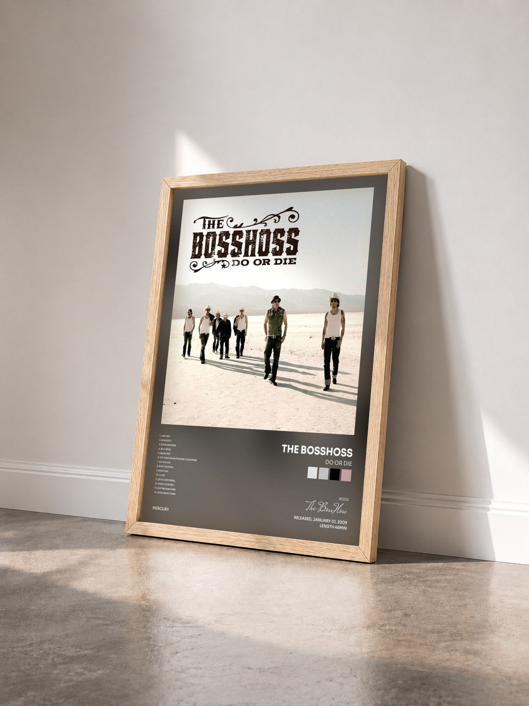 #bois Tableau de l'album Do Or Die de The BossHoss vu de trois quarts, cadre en bois brut