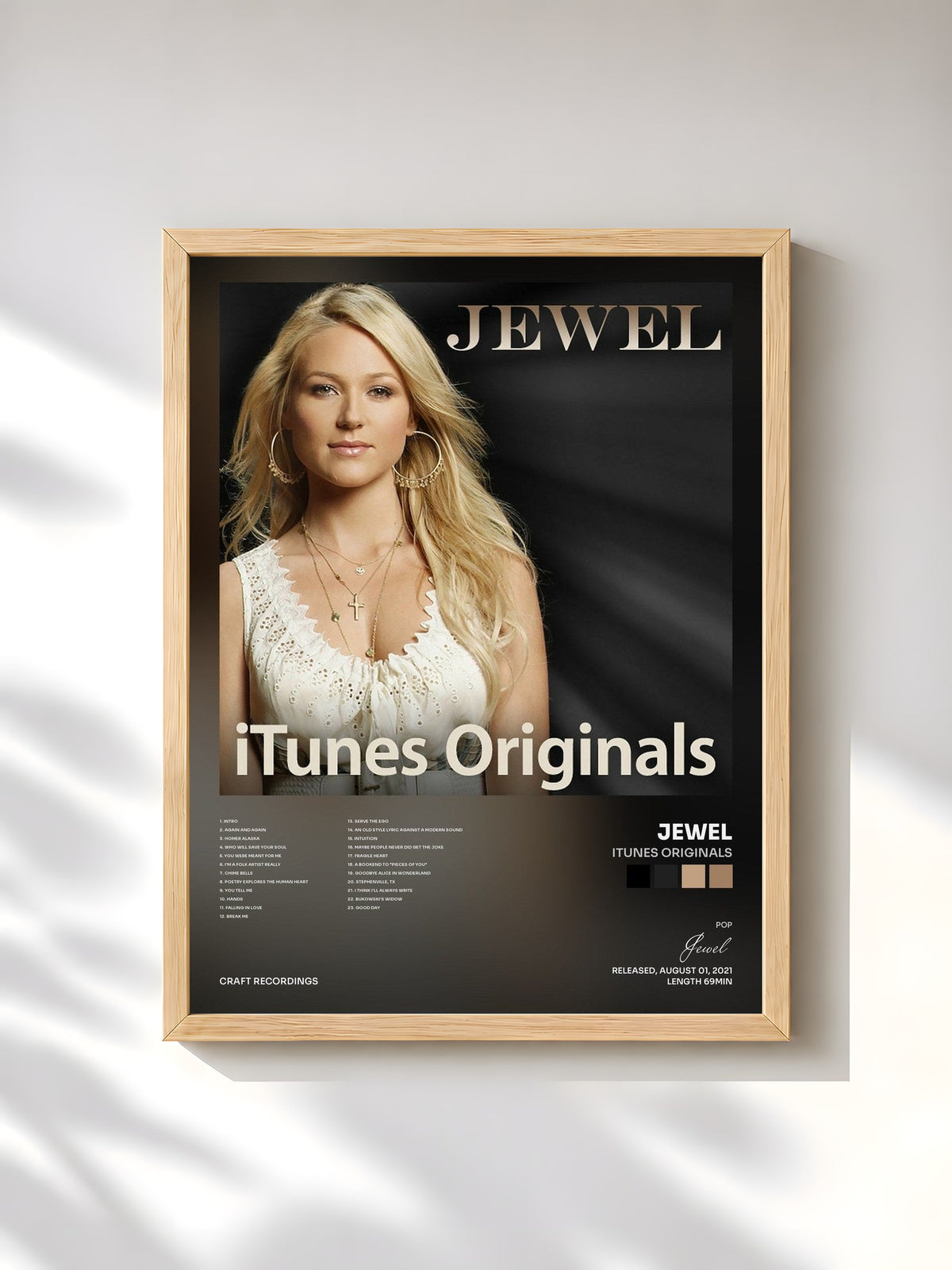 #bois Tableau de l'album iTunes Originals de Jewel, cadre en bois brut, imprimé et encadré en France