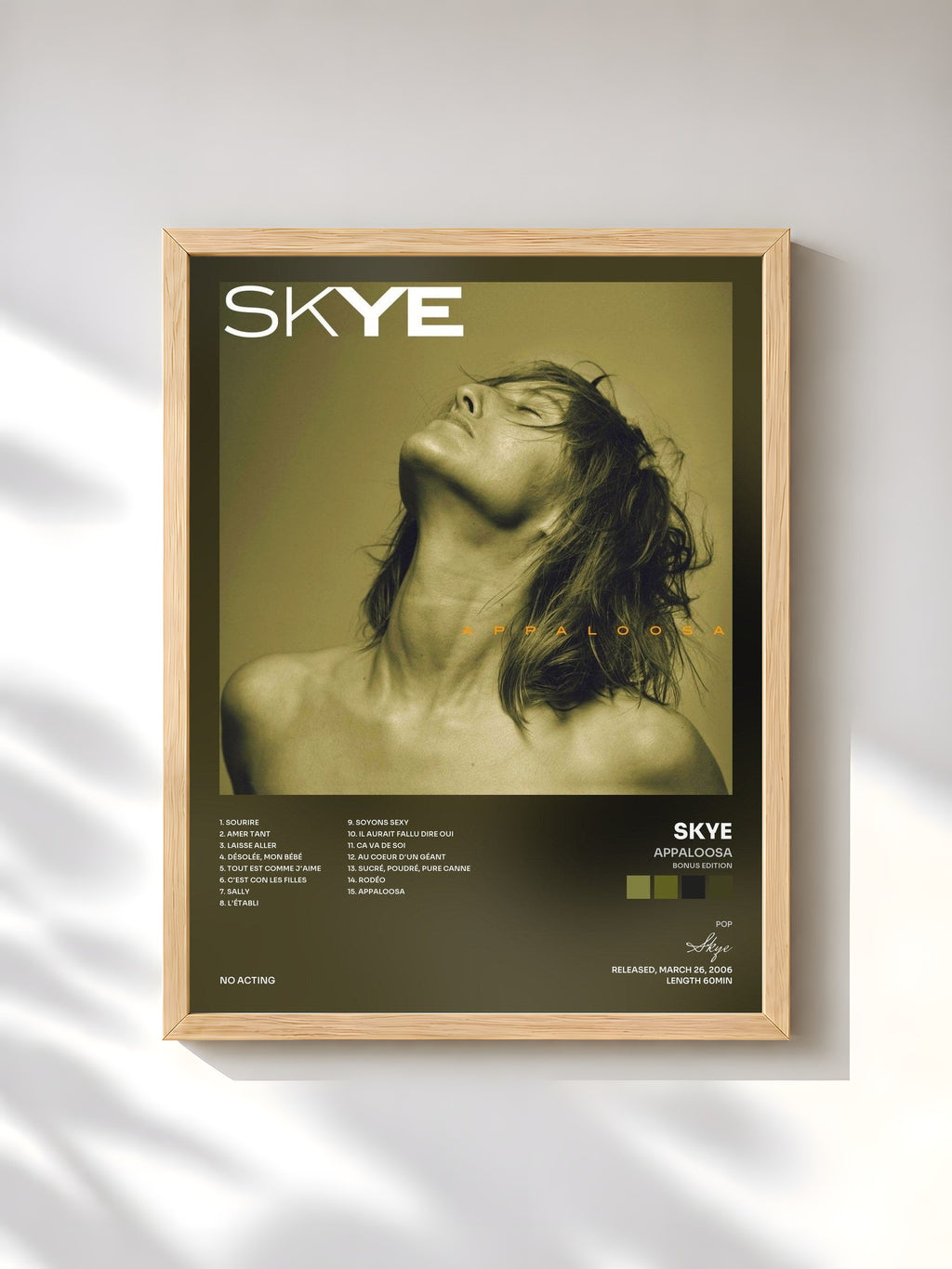 #bois Tableau de l'album Appaloosa (Bonus Edition) de Skye, cadre en bois brut, imprimé et encadré en France