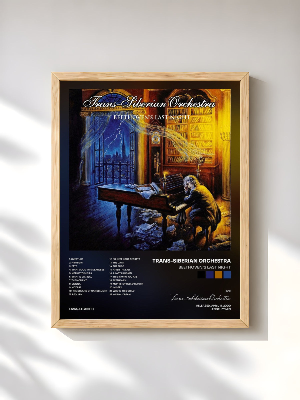 #bois Tableau de l'album Beethoven's Last Night de Trans-Siberian Orchestra, cadre en bois brut, imprimé et encadré en France