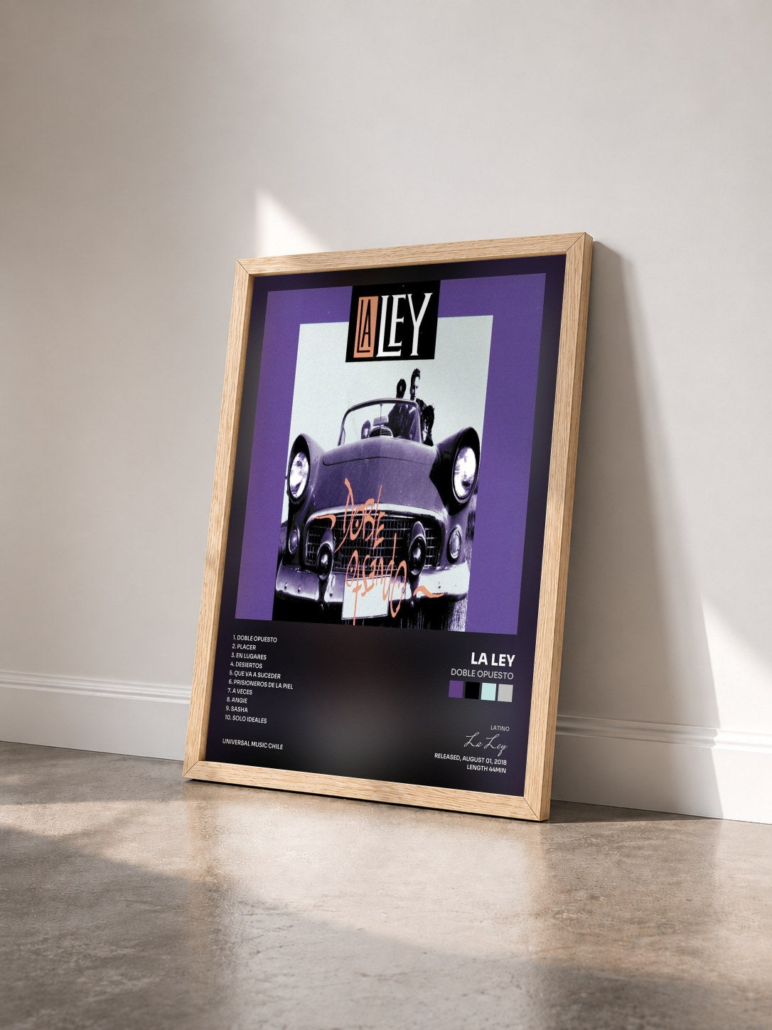 #bois Tableau de l'album Doble Opuesto de La Ley vu de trois quarts, cadre en bois brut