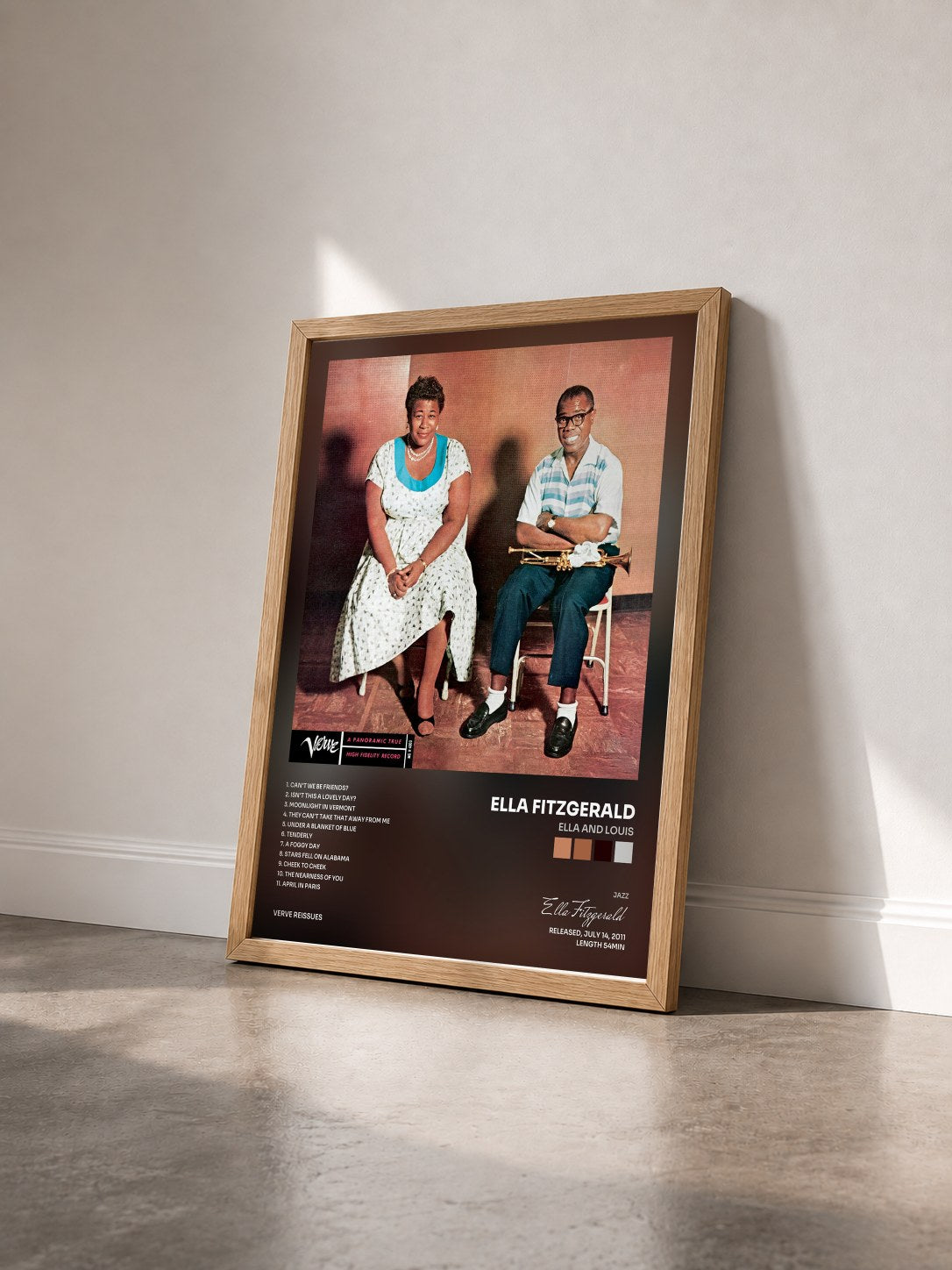 #bois Tableau de l'album Ella and Louis de Ella Fitzgerald vu de trois quarts, cadre en bois brut