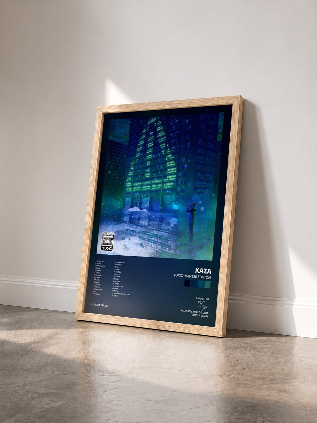 #bois Tableau de l'album TOXIC : Winter Edition de Kaza vu de trois quarts, cadre en bois brut