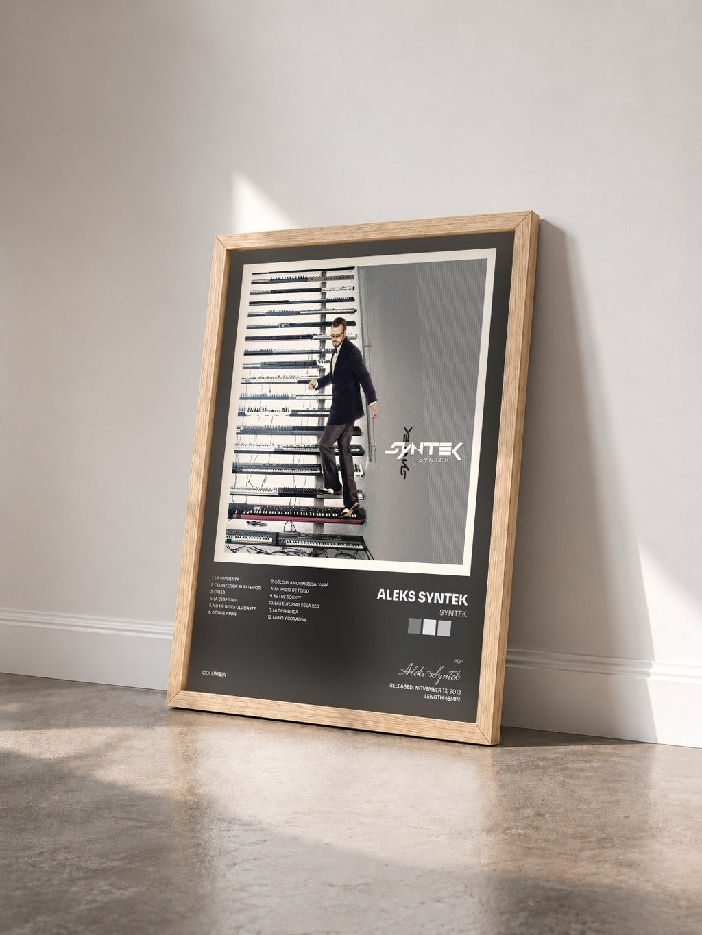 #bois Tableau de l'album Syntek de Aleks Syntek vu de trois quarts, cadre en bois brut
