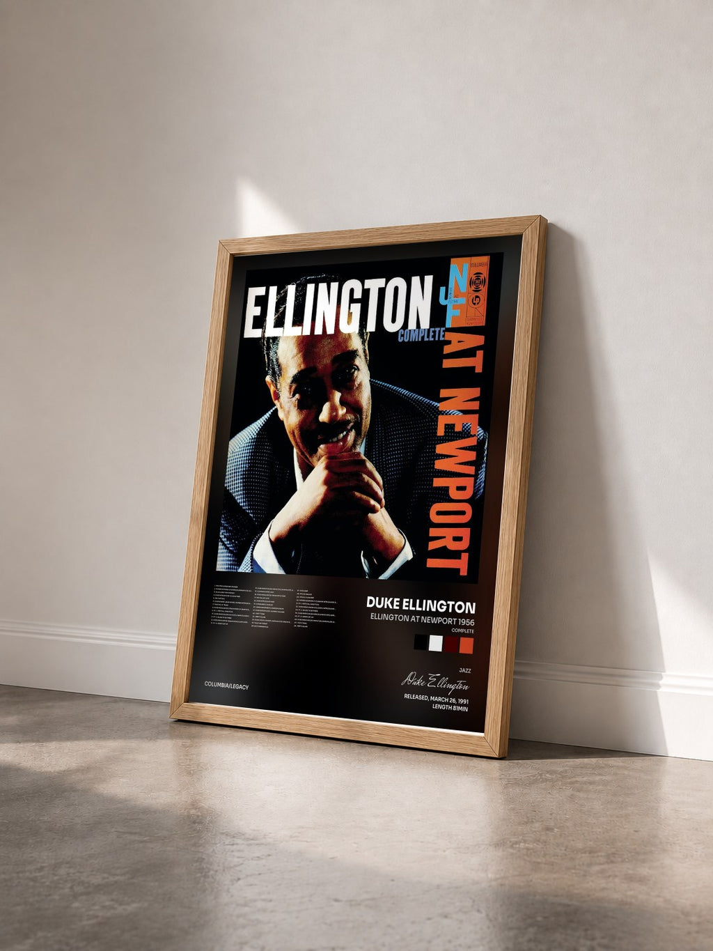 #bois Tableau de l'album Ellington at Newport 1956 (Complete) de Duke Ellington vu de trois quarts, cadre en bois brut