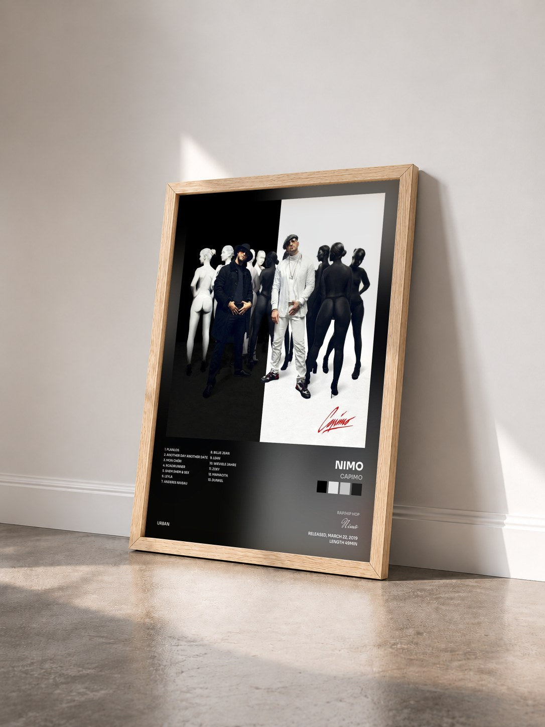 #bois Tableau de l'album Capimo de Nimo vu de trois quarts, cadre en bois brut